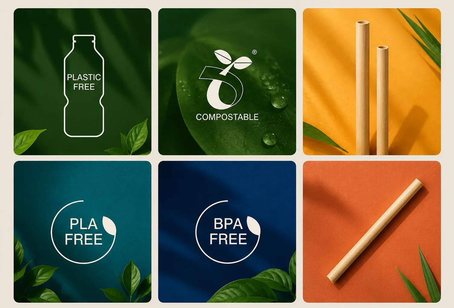 LIRA plastic free, compostable, PLA free, BPA free and natural reed straw material visual