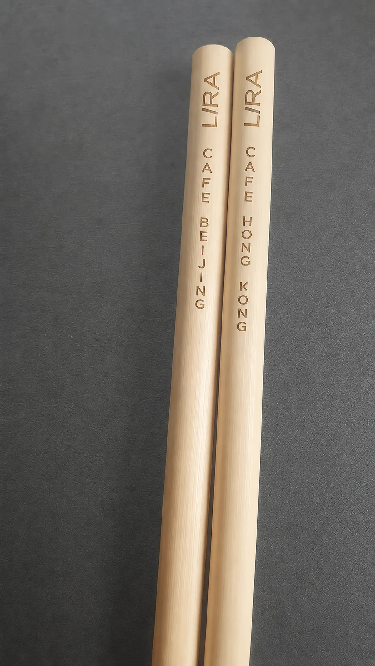 LIRA Café Beijing and Hong Kong engraving detail